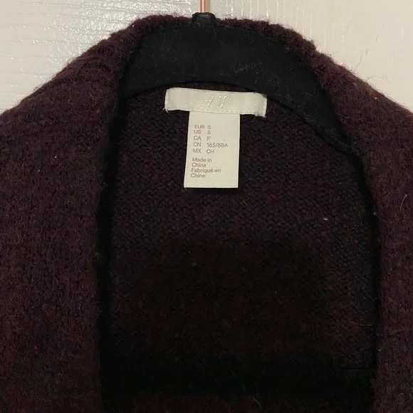H&M Long Open Front Burgundy Cardigan - Picture 5 of 7